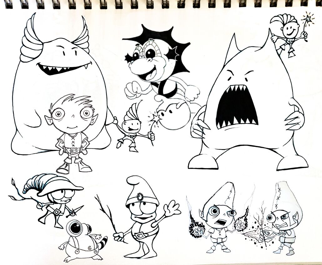 Character sketches and creature designs, short view